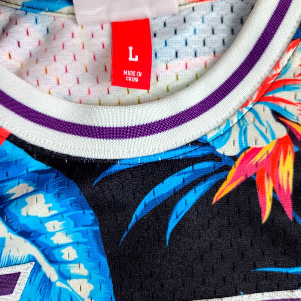 Crooks & Castles Mens Mesh Basketball Jersey Floral Tropical White Blue Size L - Picture 3 of 11
